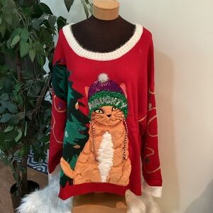 Kohl’s Jollidays Major Label Group Holiday kitty sweater Woman’s 5X